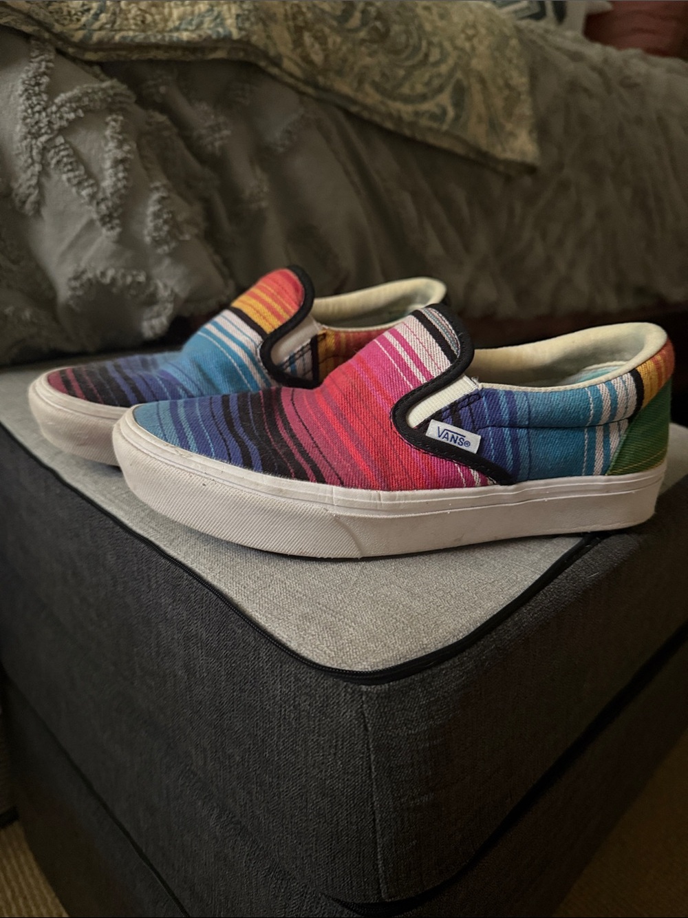 Vans Multicolor Stripe Slip-On Sneakers sz 7